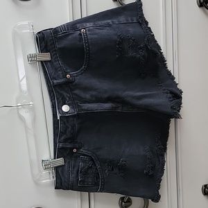 Black distressed Jean shorts